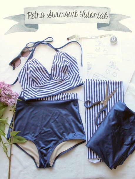 Sarah & Ava Retro Swimsuit Tutorial Part 2 – Ohhh Lulu Sewing Swimwear, Diy Swimsuit, Diy Sy, Sewing Lingerie, Swimsuit Pattern, Diy Vetement, Retro Swimsuit, Make Your Own Clothes, Couture Vintage