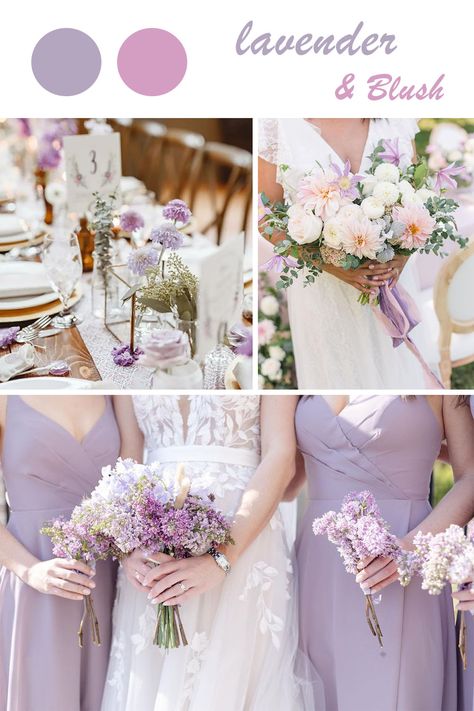 Lavender and blush wedding color ideas Light Purple Wedding Theme, Shades Of Purple Wedding, Wedding Color Schemes Purple, Lilac Wedding Themes, Purple Wedding Ideas, Dark Purple Wedding, Lavender Wedding Theme, Blush Wedding Theme, Pastel Pink Weddings