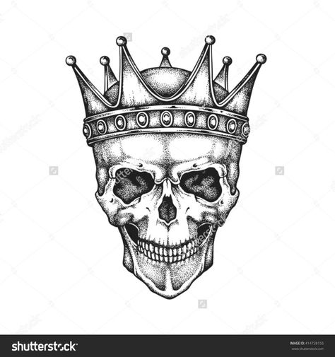 Skull Wearing Crown, Skull And Crown, King Crown Tattoo, Queen Crown Tattoo, Hand Skull, Skull With Crown, Skull Sketch, Crown Tattoo Design, Skull Coloring Pages