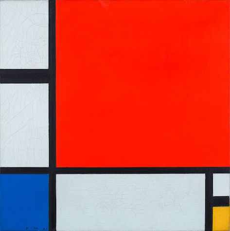 Composition with Red, Blue and Yellow is dominated by a large red rectangle. In this type, developed by Piet Mondrian in around 1930, the edge of the paint... Red Rectangle, Piet Mondrian, Famous Art, Art Google, Art Movement, Blue And Yellow, The Edge, Culture Art, Color Scheme