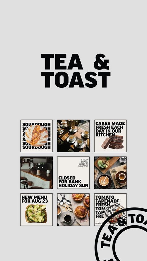 Social Media Design | Media Design Ideas Cafe Font Design, Brunch Branding Design, Coffee Social Media Design Ideas, Cafe Social Media Post Design, Bar Marketing Ideas Social Media, Cafe Social Media Design, Coffee Shop Advertising Ideas, Design Inspo Graphic, Coffee Social Media Design