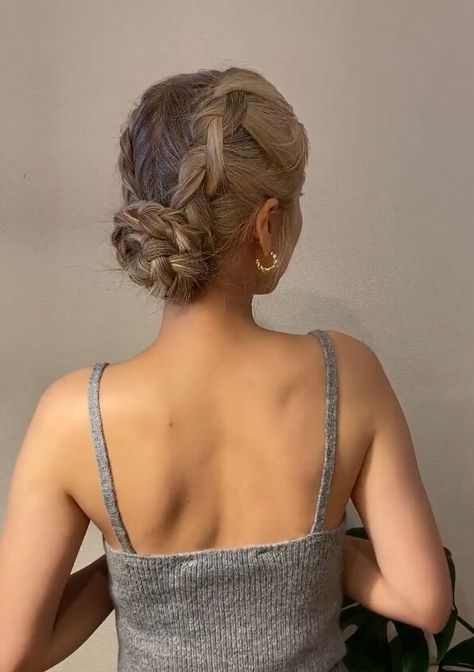 French Plait Bun, Ballet Braid Bun, Plait Bun Hairstyles, Two Braid Bun, Braided High Bun, Plait Bun, Dance Bun, Bun With Braids, French Braid Bun