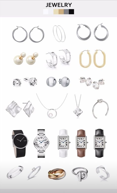 Essential Jewelry Pieces, Basic Jewelry Essentials, Must Have Jewelry Pieces, Oldmoney Jewelry, Classic Jewelry Essentials, Jewelry Capsule, Capsule Wardrobe Jewelry, Soft Feminine Style, Jewelry Basics