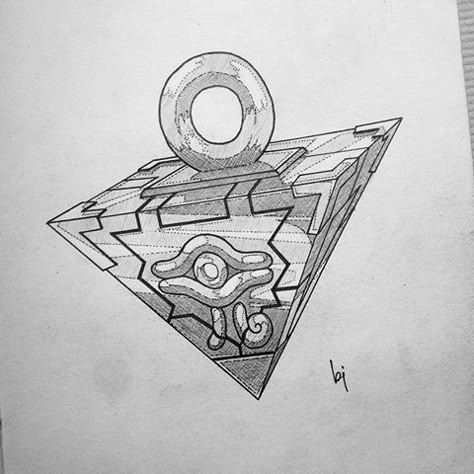 Yugioh Tattoo Design, Yu Gi Oh Tattoo Ideas, Yu Gi Oh Tattoo, Yugioh Tattoo, Atem Yugioh, Pyramid Tattoo, Dbz Tattoo, Puzzle Tattoos, Necklace Drawing