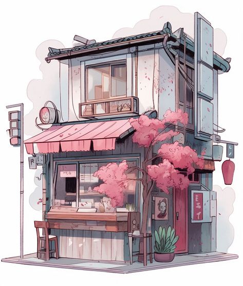 ☾~.~☕️follow me☕️~.~☾ 2d Architecture Drawing, Drawing Japanese House, Japan Architecture Drawing, Japan Building Aesthetic, Concept Art Building, Japanese Architecture Drawings, Place Aesthetic, Aesthetic Architecture, Japan Architecture