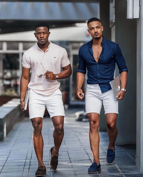 Cool Gents on Instagram: “Starting the week with clean summer looks ☀️👌, do you wear shorts normally? Comment your thoughts 💭.” Black Men Fashion Urban, Summer Outfits Men Streetwear, Black Men Fashion Casual, Mens Summer Outfits, Mens Casual Outfits Summer, Smen, Men Fashion Casual Shirts, Stylish Men Casual, Mens Fashion Smart