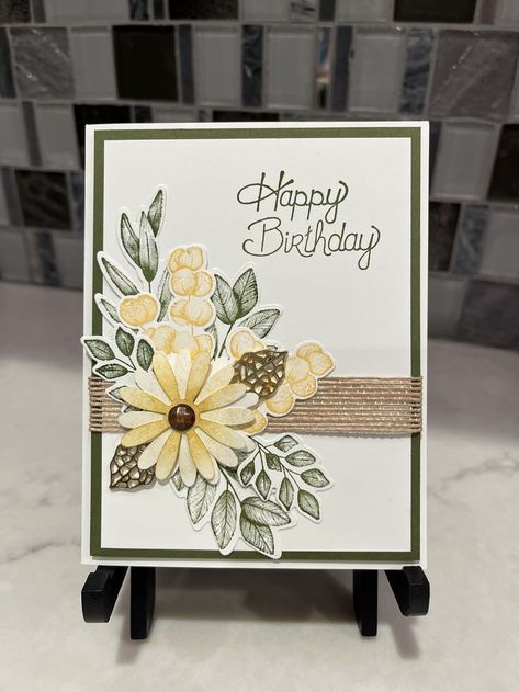 Stampin Up Spring Cards, Cheerful Daisies, Sunflower Cards, Daisy Cards, Homemade Birthday Cards, Bday Cards, Birthday Cards Diy, Thanksgiving Cards, Stamping Up Cards