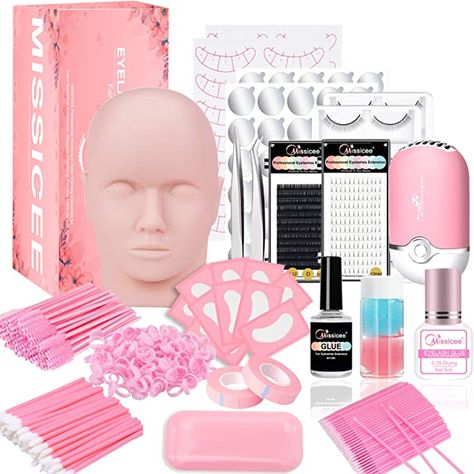 a starter kit for wanting to become lash tech, provides everything you need to start off with. Pink Tools, Lash Kit, Cosmetology Student, Lash Extension Kit, Professional Eyelash Extensions, Full Lashes, Eyelash Extension Kits, Eyelash Extension Glue, Lash Tech