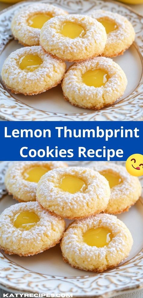 Searching for the perfect holiday cookie? Discover these Lemon Thumbprint Cookies that combine bright citrus flavor with a soft, buttery base. These sweet treats are sure to impress guests during festive gatherings. Lemon Christmas Cookies, Best Thumbprint Cookies, Lemon Thumbprint Cookies, Lemon Bar Cookies, Best Christmas Sugar Cookie Recipe, Delish Cakes, Lemon Cookies Recipes, Bite Size Cookies, Thumbprint Cookies Recipe