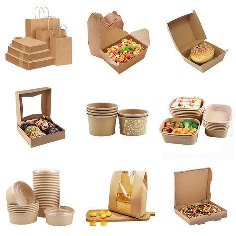 Kraft Food Packaging, Bakery Takeaway Packaging, Rice In A Box Packaging, Paper Bread Packaging, Food Box Sleeve Packaging Design, Custom Paper Bags, Burger Box, Kraft Paper Packaging, Packaging Business