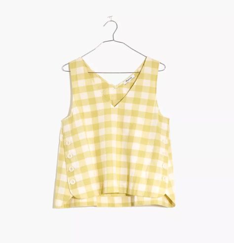 Gingham Clothes, Gingham Tank Top, Yellow Gingham, Blue And White Dress, Fit Body, Gingham Check, Madewell Denim, Flowy Tops, Linen Clothes