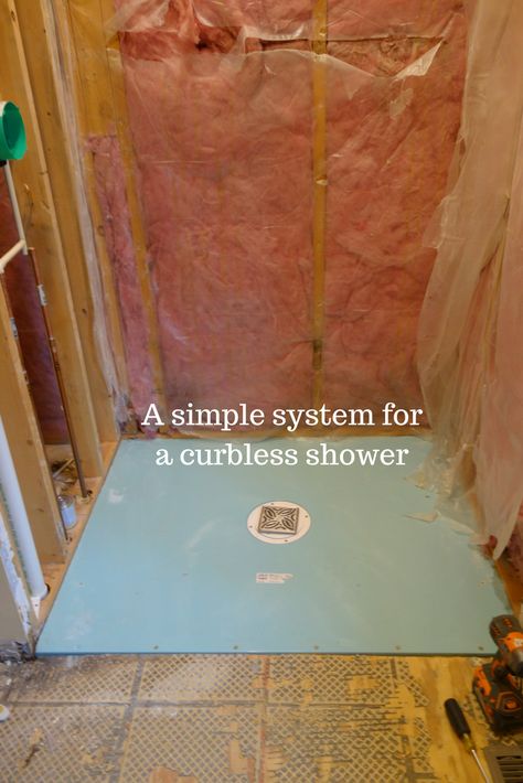 It doesn't look sexy now the blue shower base former in this in process bathroom remodeling pictures makes one cool looking (and safe) shower. Check out how simple it is in this article to create a one level shower. Shower Curb, Wet Room Shower, Walk In Shower Designs, Shower Base, Shower Pan, Bathroom Remodel Shower, Tuscan Decorating, Base Design, Basement Bathroom