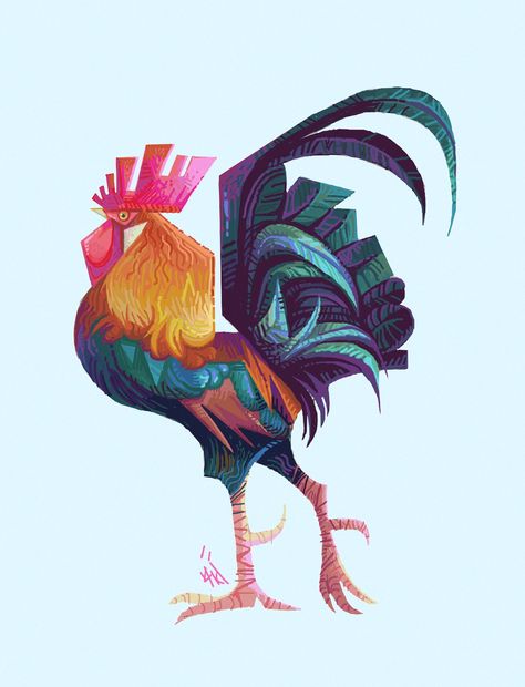 Rooster Artwork, Rooster Illustration, Farm Animal Paintings, Chicken Illustration, Fancy Chickens, Japanese Pop Art, Graphic Design Business Card, Rooster Art, Sand Painting