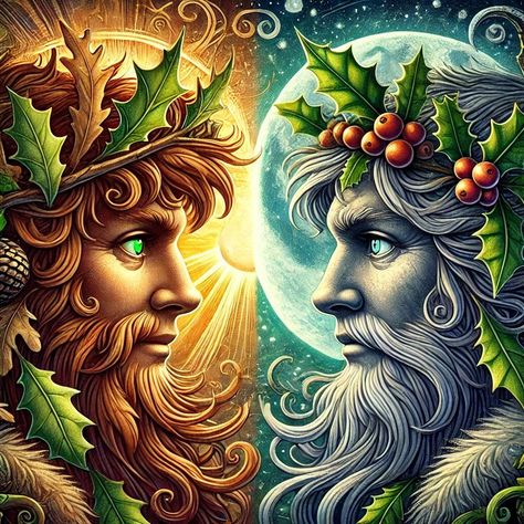 Oak King And Holly King, The Holly King, Celtic Deities, Celtic Magic, Oak King, Holly King, Witchcraft Crystals, Modern Witchcraft, Green Woman