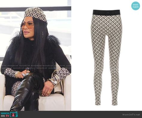 Jen’s black and white print beret and leggings on The Real Housewives of Salt Lake City. Outfit Details: https://wornontv.net/324615/ Real Housewives Of Salt Lake City, Jen Shah, Housewives Of Salt Lake City, City Outfit, City Fashion, City Outfits, City Pictures, Teddy Jacket, Black And White Print