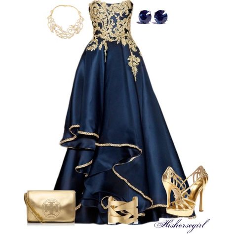 Gold And Blue, created by hishorsegirl on Polyvore Ravenclaw Outfit, Marchesa Gowns, Blue Ball Gown, Marchesa Dress, Blue Evening Dress, Blue Colour Dress, Gown Blue, Blue Evening Gowns, Blue Ball Gowns