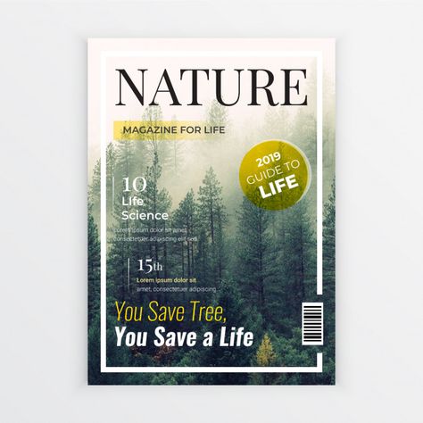 Nature magazine cover design template Nature Magazine Cover Design, Magazine Cover Design Inspiration, Magazine Front Cover Design, Nature Magazine Cover, Desk Calendar Cover, Magazine Names, Magazine Cover Layout, Nature Magazine, Typography Magazine