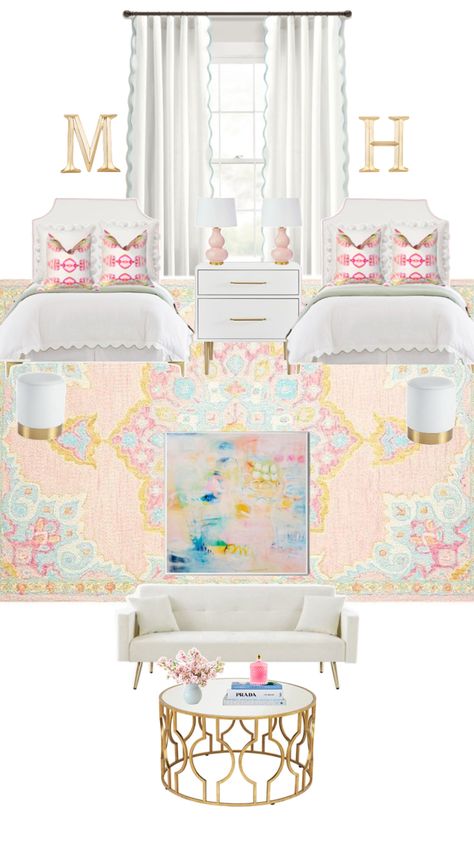 SEC dorm inspiration Dream Teen Bedrooms, Luxury Dorm Room, Sorority Room, Preppy Dorm Room, College Dorm Room Inspiration, Dream Dorm Room, Colorful Preppy, Dorm Room Styles, Dorm Design