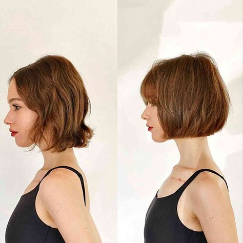 Chin-Length Rounded Bob with Dark Caramel Tones for Fine Hair Bobs For Fine Hair, Fine Hair, Bob Hairstyles, Short Hair, To Look, Bangs, Hairstyles, Hair