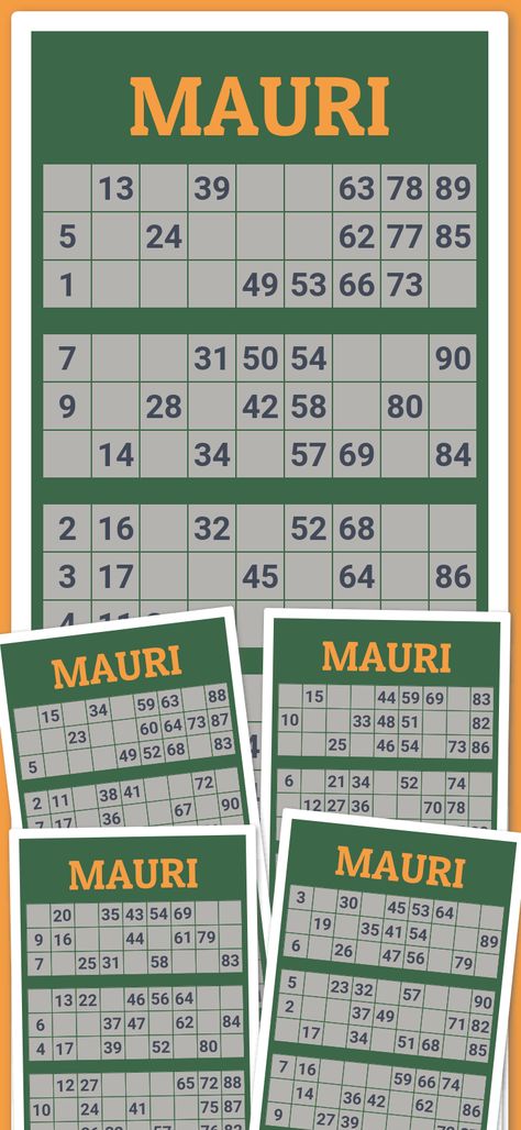 MAURI BINGO Bingo Tickets, Your Cards, Ready To Play, Bingo Cards, Play Online, Bingo, Free Printable, Free Printables, For Free