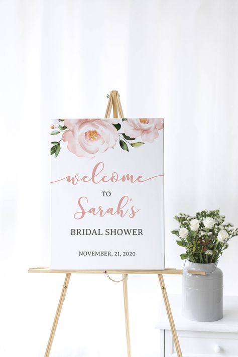 Bridal Shower Welcome sign, Blush Pink Floral bridal shower 13B Engagement Signs, Shower Foam, Sage Green Floral, Bridal Shower Flowers, Printable Wedding Sign, Pink Bridal Shower, Bridal Shower Welcome Sign, Shower Welcome Sign, Shower Sign