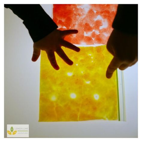 Exploring Light and Color with Snow Toddler Science Science Activities For Infants, Light Table Activities, Light Box Activities, Activities For Infants, Science Activities For Toddlers, Table Activities, Sensory Bags, Sensory Art, Light Activities