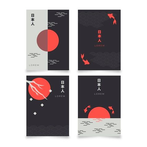 Minimalist japanese cover collection des... | Free Vector #Freepik #freevector #cover #design #template #shapes Graphic Design Book Cover, Minimalist Book Cover, Mises En Page Design Graphique, Japan Graphic Design, Cover Design Inspiration, Minimalist Book, Minimalist Japanese, Minimalist Graphic Design, Book Cover Design Inspiration