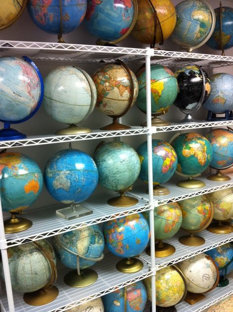 some organization in my studio… Globe Display, Globe Collection, Global Decor, Chalkboard Decor, Globe Art, World Globes, Map Globe, World Globe, We Are The World