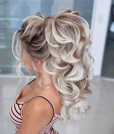 Diy Ponytail Hairstyles, Diy Ponytail, High Ponytail Hairstyles, Colored Curly Hair, A Ponytail, Wedding Hair Inspiration, High Ponytail, Long Blonde, Wedding Hairstyles For Long Hair