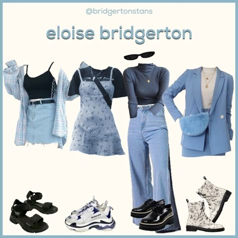 Bridgerton Modern Outfits, Bridgerton Outfits Inspired, Brigerton Outfit Inspired, Daphne Bridgerton Aesthetic, Bridgerton Inspired Outfits, Bridgerton Blue, Build A New Wardrobe, France Spring, Ravenclaw Outfit