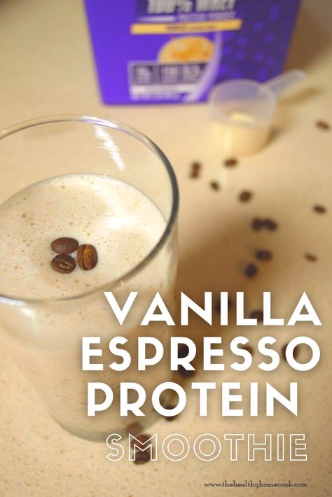 Swap out your usual cereal or snack for this deliciously caffeinated, protein packed Vanilla Espresso Protein Smoothie. Espresso Protein Smoothie, Espresso Protein Shake, Espresso Smoothie, Coffee Protein Smoothie, Vanilla Frappuccino, Protein Packed Smoothies, Peanut Butter Protein Shake, Protein Powder Shakes, Chicory Recipe