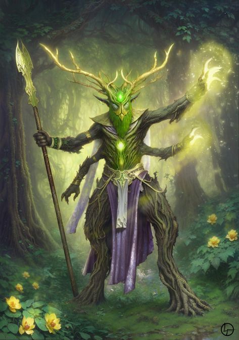 ArtStation - Lennel, god of the forests and the beauty, Diego Lafuente Nature Fantasy Art, God Of Nature, Battle Mage, Dnd Monsters, Fantasy Races, The New World, Mythology Art, Weird Creatures, Perfect Harmony