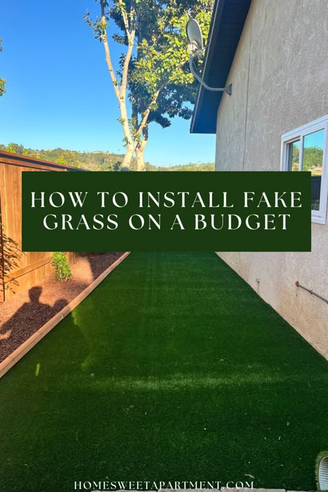 Fake grass outside in yard Fake Grass Deck Ideas, Turf Area Backyard, Backyard No Grass Ideas Cheap, Fake Grass Small Backyard Ideas, Diy Turf Installation Backyard, Backyard Landscaping Fake Grass Ideas, Fake Grass Play Area For Kids, Installing Turf Lawn, How To Lay Fake Grass Artificial Turf