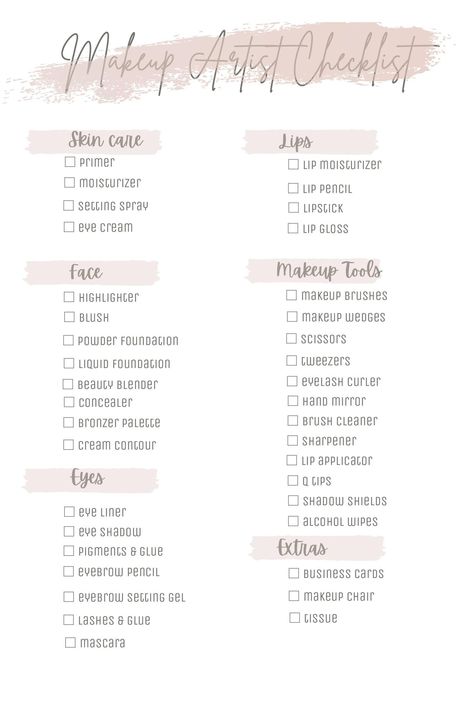 Makeup Checklist, Makeup Artist Kit Essentials, Client Consultation, Makeup Studio Decor, Makeup Kit Essentials, Professional Makeup Kit, Essential Makeup, Makeup Business, Bronzer Palette