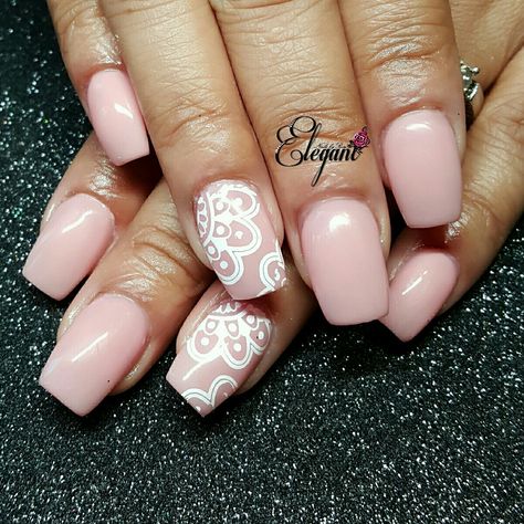 Pretty pink nails, stamped Mandela Pink Nail Stamping Ideas, Pretty Pink Nails, Nail Stamping Ideas, Nailart Ideas, Tammy Taylor, Sculpted Nails, Pink Nail, Nail Art Galleries, Elegant Nails