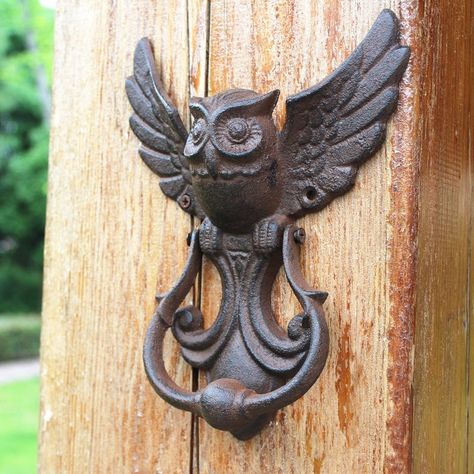 Antique Door Knockers, Owl Door, Owl Home Decor, Wrought Iron Doors, Antique Door, Vintage Door, Door Knocker, Antique Cast Iron, Vintage Owl