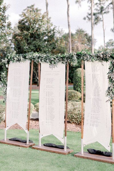 Linen sign stands - Wedding Rentals in Florida. #weddingsigns #weddingdecor #weddingrentals Wedding Sign Stand, Calligraphy Vows, Linen Wedding, Event Sign, Sign Stand, Minimal Wedding, Wedding Linens, Wedding Rentals, Wedding Stage