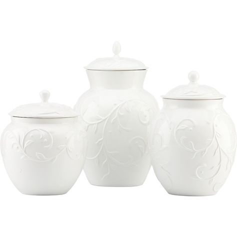 Found it at Wayfair - Opal Innocence 3 Piece Carved Canister Set Canisters For Kitchen, White Kitchen Canisters, Pig Sculpture, Rustic Loft, White Rims, French Country Kitchen, Kitchen Canisters, Kathy Kuo Home, Canister Sets