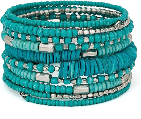 SPUNKYsoul Handmade Bohemian Coil Spring Bracelet for Women Collection Turquoise Bracelet Teal And Silver, Silver Bracelet For Women, Spring Bracelet, Coil Bracelet, Silver Bracelets For Women, Gold Bracelet For Women, Bohemian Bracelets, Bracelet Online, Bracelet Collection