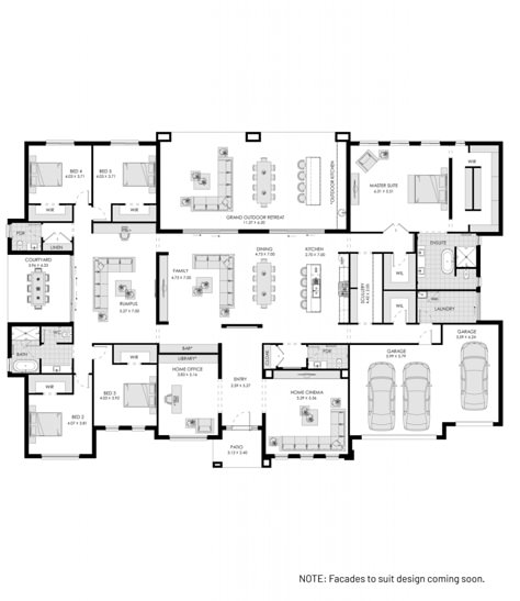 Dream Floor Plans, Queenslander House Plans, Dream Home Layout Floor Plans, Modern Bungalow House Design With Floor Plan, Acerage Homes Floor Plans, Acreage Homes Floor Plans, Architecture Plan Design, Dream Home Floor Plans, Family Home Layout