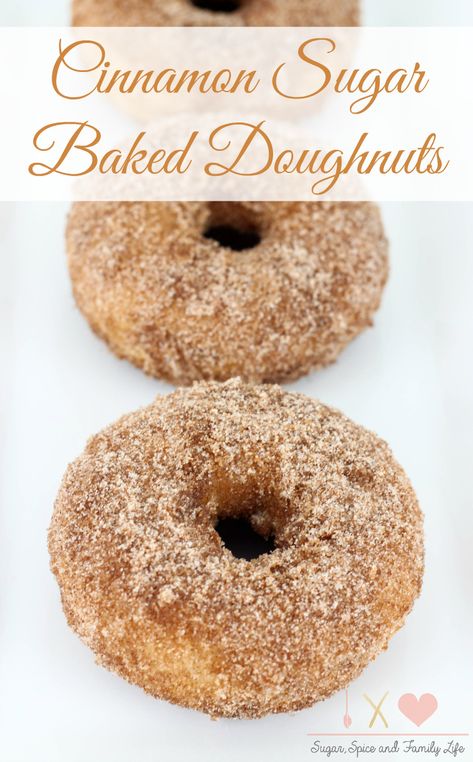 Cinnamon Sugar Baked Doughnuts are a delicious sweet breakfast treat that the whole family will love. Donuts Oven Baked, Baked Donut Recipes With Donut Pan, Spice Donuts Baked, Cinnamon Sugar Donuts Baked, Baked Donuts With Donut Pan, Baked Doughnuts Recipe, Sugar Doughnut Recipe, Beignets Cuits, Baked Doughnut Recipes