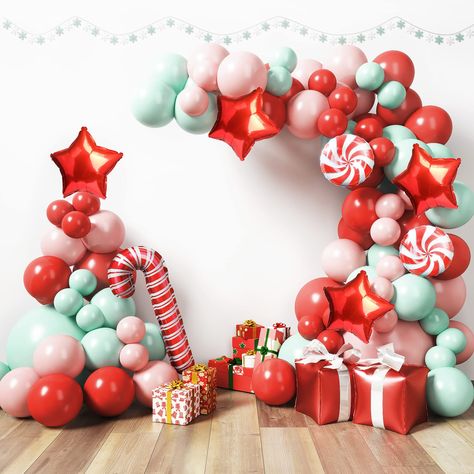 PRICES MAY VARY. 𝐈𝐃𝐄𝐀𝐋 𝐂𝐇𝐑𝐈𝐒𝐓𝐌𝐀𝐒 𝐃𝐄𝐂𝐎𝐑𝐀𝐓𝐈𝐎𝐍: Experience the holiday magic with our Christmas balloons arch. They are available in multiple color combinations to elevate Christmas celebrations. 𝐏𝐑𝐄𝐌𝐈𝐔𝐌 𝐁𝐔𝐈𝐋𝐓 𝐐𝐔𝐀𝐋𝐈𝐓𝐘: Unleash the holiday spirit with our resilient Christmas balloon garland kit. Our festive garland won't pop in the midst of your celebration as these balloons stand firm, keeping their festive form throughout your entire holiday season. 𝐄𝐂? Buy 2022, Teal Balloons, Christmas Balloon Decorations, Balloon Tree, Holiday Balloons, Christmas Photo Props, Christmas Birthday Party, Green Balloon, Fun Christmas Decorations