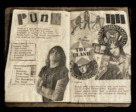 Alt Scrapbook Ideas, Punk Zine Aesthetic, Punk Aesthetic Graphic Design, 90s Zine Aesthetic, Punk 90s Aesthetic, Journal Aesthetic Pages, Punk Collage Art, Emo Scrapbook, Cool Zines