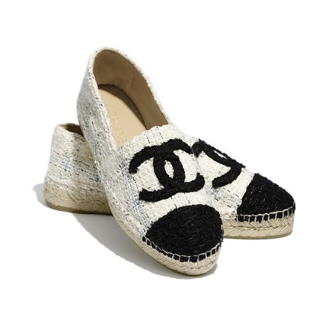 Chanel Espadrilles Review for 2020: Don't Buy Until You Read Espadrilles Chanel, Black And White Flats, Designer Espadrilles, Chanel Espadrilles, White Espadrilles, Dr Shoes, Chanel Store, Chanel Tweed, Chanel Official