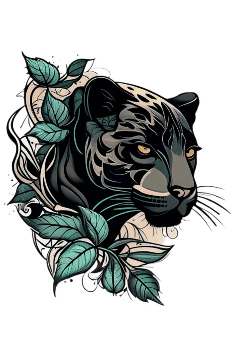 Our Panther Tattoo design features a bold and dynamic image of the panther, with its piercing gaze and powerful presence. A symbol of courage and strength, the panther is a popular choice for those who seek to express their own wild. Get it now as a tattoo or on Redbubble products. #TraditionalTattoo #PantherTattoo #Panther #PantherDesign #OldSchoolTattoo #AmericanTraditional / Traditional Tattoo, Panther Tattoo, Panther, Panther Design, Old School Tattoo, American Traditional South American Tattoo, Japanese Panther Tattoo, Neo Traditional Panther, Neo Traditional Tiger Tattoo, Panther Flash, Traditional Tattoo Panther, Panther Tattoo Design, Tattoo American Traditional, Traditional Tattoo Black And White