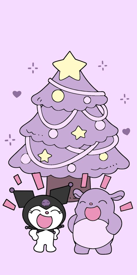 Kuromi Christmas Wallpaper, Kuromi Wallpaper, Cat App, Fb Banner, My Melody Wallpaper, Iphone App Design, Holiday Wallpaper, Simple Wallpapers, Pastel Wallpaper