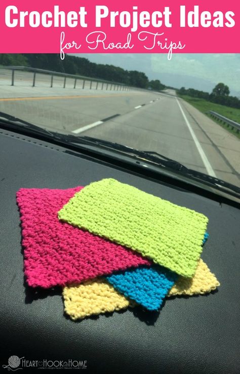 Heading on a Road Trip Take your crochet with you! Here are some road trip crochet projects to get you thinkin'! Crochet Projects For Long Car Rides, Easy Travel Crochet Projects, Roadtrip Crochet Projects, Car Ride Crochet Projects, Crochet Projects For Car Rides, Crochet Projects To Do While Traveling, Crochet Projects For Road Trips, Road Trip Crochet Projects, Travel Crochet Projects