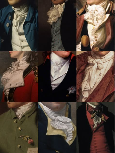 Cravats <3 #cravats #fashion #english #british #aesthetics 18th Century British Fashion, 19th Century Italian Fashion, Romantic Era Mens Fashion, Victorian Male Fashion Aesthetic, 18century Fashion, 1700 Suits, 1700s Fashion Mens, Cravat Outfit, Rococo Clothing