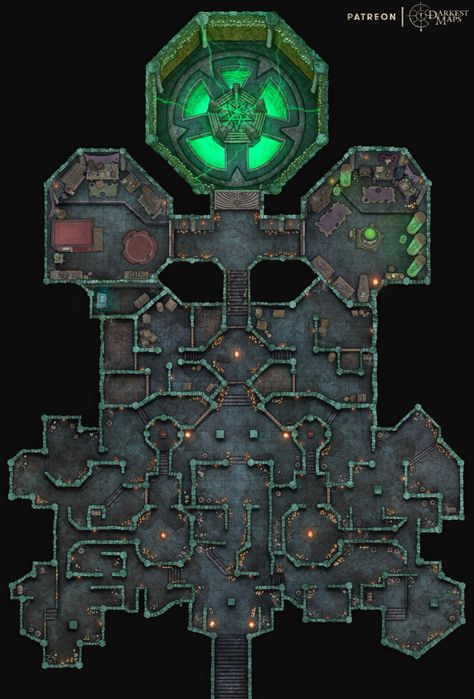 Dnd Cultist Lair Map, Lich Lair Map, Dnd Battle Maps Dungeon, D&d Dungeon Map, D&d Maps, Dnd Dungeon Maps, Dnd City Map, Rpg City, Dungeon Map