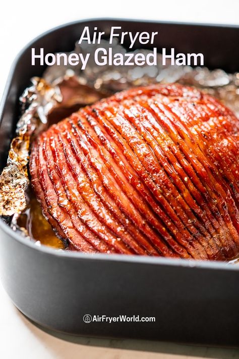 Airfryer Ham, Air Fryer Ham, Honey Baked Ham Recipe, Ninja Grill, Fried Ham, Ham Glaze Brown Sugar, Ham Recipes Baked, Honey Glazed Ham, Ham Glaze Recipe